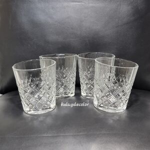 Vintage Drambuie Whiskey Rocks Glasses Set of 4 Diamond Cut Pattern Barware